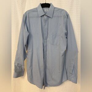 Brooks Brothers Slim-Fit Light Blue & Green Plaid Dress Shirt (16-35)